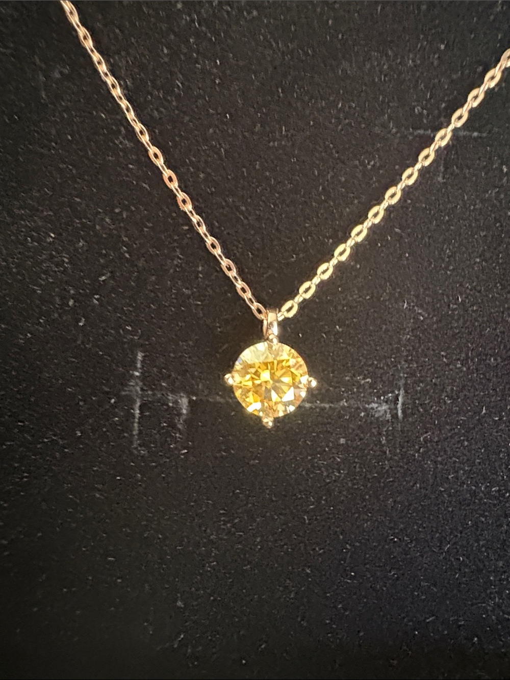 1 CTW Brilliant Cut Yellow Moissanite Necklace NWT